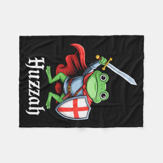 Huzzah Frog Knight Funny Sword Meme Quote Medieval Fleecedecke (Vorderseite (Horizontal))