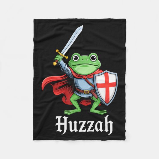 Huzzah Frog Knight Funny Sword Meme Quote Medieval Fleecedecke (Vorderseite)