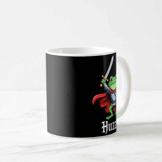 Huzzah Frog Knight Funny Sword Meme Quote Medieval Kaffeetasse (VorderseiteRechts)