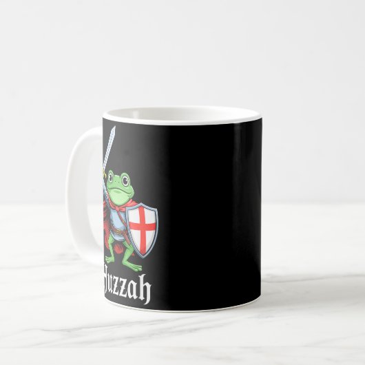 Huzzah Frog Knight Funny Sword Meme Quote Medieval Kaffeetasse (Vorderseite Links)