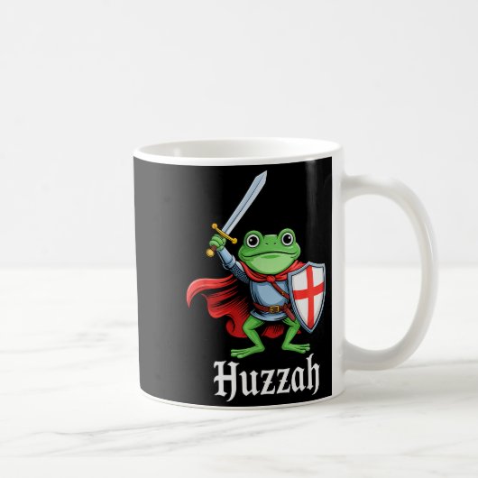 Huzzah Frog Knight Funny Sword Meme Quote Medieval Kaffeetasse (Rechts)