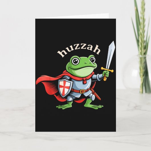 Huzzah Frog Knight Funny Sword Meme Quote Medieval Karte (Vorderseite)