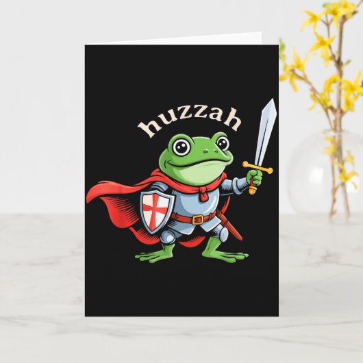 Huzzah Frog Knight Funny Sword Meme Quote Medieval Karte (Gelbe Blume)