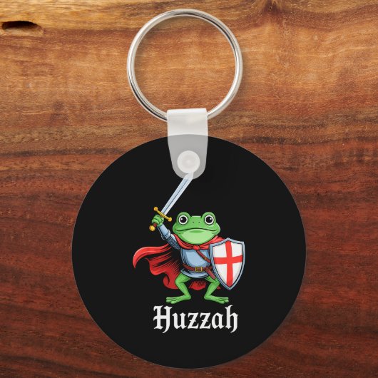 Huzzah Frog Knight Funny Sword Meme Quote Medieval Schlüsselanhänger (Vorderseite)