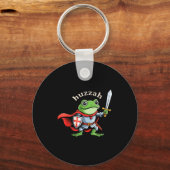 Huzzah Frog Knight Funny Sword Meme Quote Medieval Schlüsselanhänger (Vorderseite)