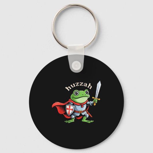 Huzzah Frog Knight Funny Sword Meme Quote Medieval Schlüsselanhänger (Vorderseite)