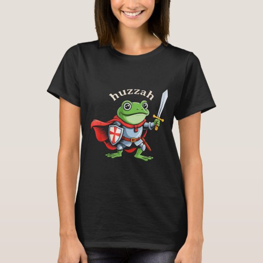 Huzzah Frog Knight Funny Sword Meme Quote Medieval T-Shirt (Vorderseite)
