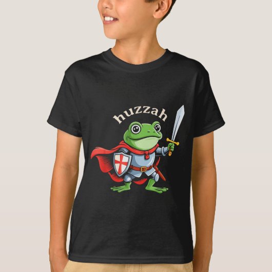 Huzzah Frog Knight Funny Sword Meme Quote Medieval T-Shirt (Vorderseite)