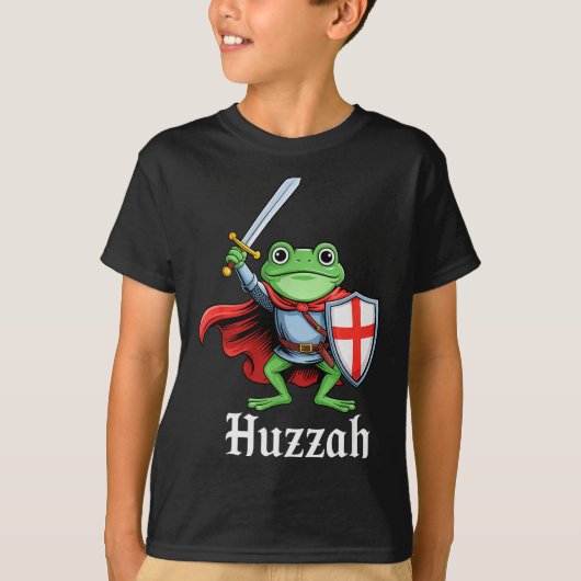 Huzzah Frog Knight Funny Sword Meme Quote Medieval T-Shirt (Vorderseite)