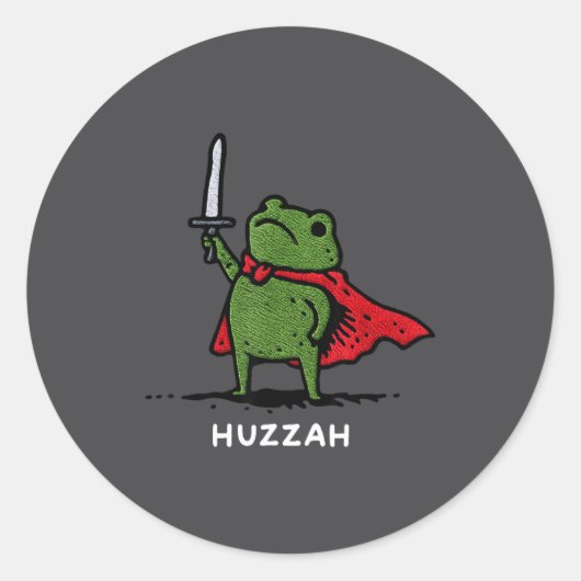 Huzzah Frog Knight Funny Sword Meme Quote Runder Aufkleber (Vorderseite)
