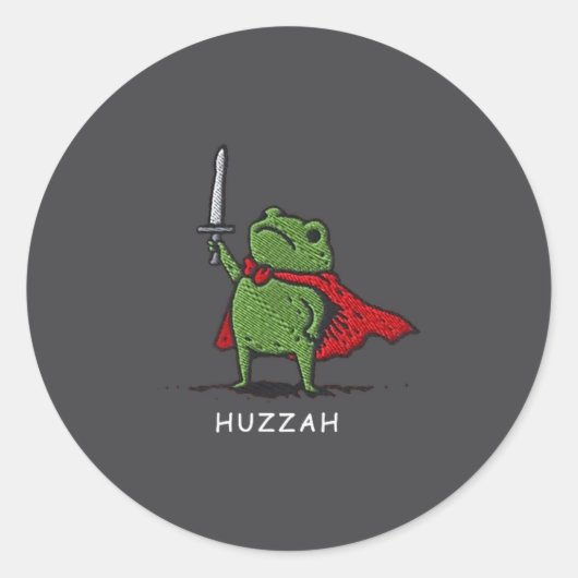 Huzzah Frog Knight Funny Sword Meme Quote Runder Aufkleber (Vorderseite)