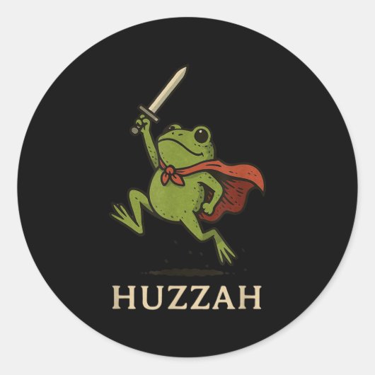Huzzah Frog Knight Funny Sword Meme Quote Runder Aufkleber (Vorderseite)