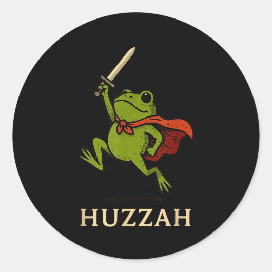 Huzzah Frog Knight Funny Sword Meme Quote  Runder Aufkleber (Vorderseite)