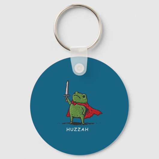 Huzzah Frog Knight Funny Sword Meme Quote Schlüsselanhänger (Vorderseite)