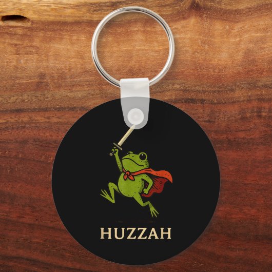 Huzzah Frog Knight Funny Sword Meme Quote Schlüsselanhänger (Vorderseite)