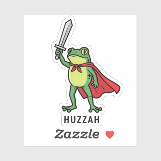 Huzzah Frog Knight Funny Sword Meme Zitat Aufkleber (Blatt)
