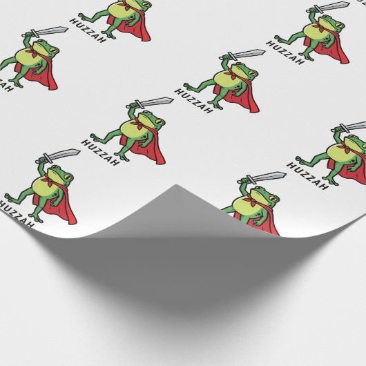 Huzzah Frog Knight Funny Sword Meme Zitat Geschenkpapier (Ecke)