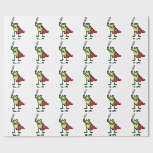 Huzzah Frog Knight Funny Sword Meme Zitat Geschenkpapier (Flach)