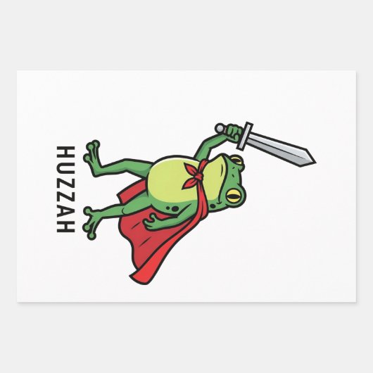 Huzzah Frog Knight Funny Sword Meme Zitat Geschenkpapier Set (Vorderseite)