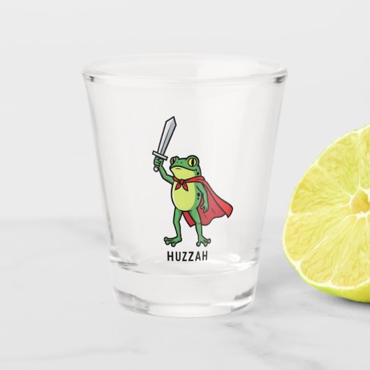 Huzzah Frog Knight Funny Sword Meme Zitat Schnapsglas (Vorderseite)
