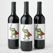 Huzzah Frog Knight Funny Sword Meme Zitat Weinetikett (Flaschen)