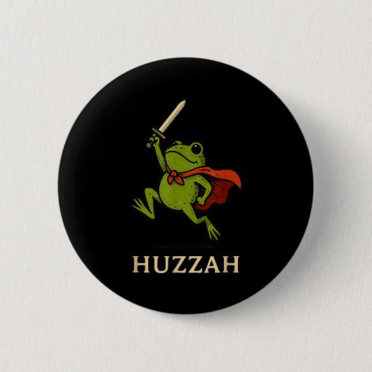 Huzzah Froschritter Lustiges Schwert Meme Zitat Button (Vorderseite)