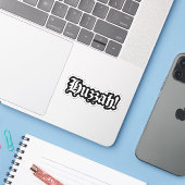 Huzzah! {Mittelalterliche Typografie} Aufkleber (Laptop mit iPhone)