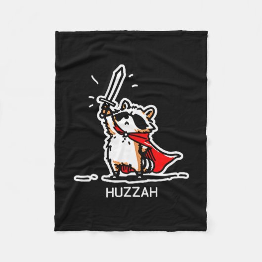 Huzzah Raccoon Knight Funny Sword Meme Quote  Fleecedecke (Vorderseite)
