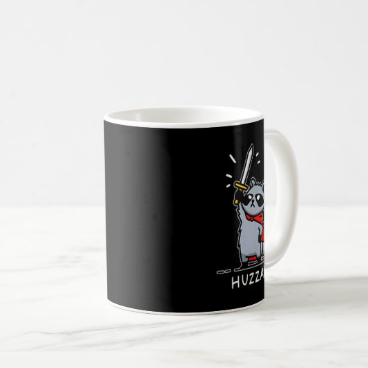 Huzzah Raccoon Knight Funny Sword Meme Quote Kaffeetasse (VorderseiteRechts)