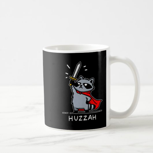 Huzzah Raccoon Knight Funny Sword Meme Quote  Kaffeetasse (Rechts)
