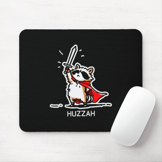 Huzzah Raccoon Knight Funny Sword Meme Quote Mousepad (Mit Mouse)