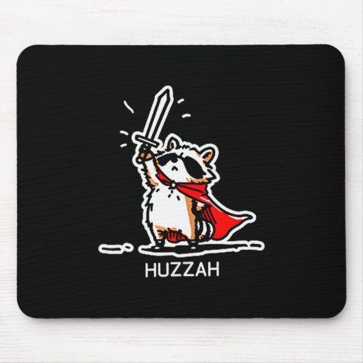 Huzzah Raccoon Knight Funny Sword Meme Quote Mousepad (Vorne)