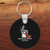 Huzzah Raccoon Knight Funny Sword Meme Quote Schlüsselanhänger (Vorderseite)