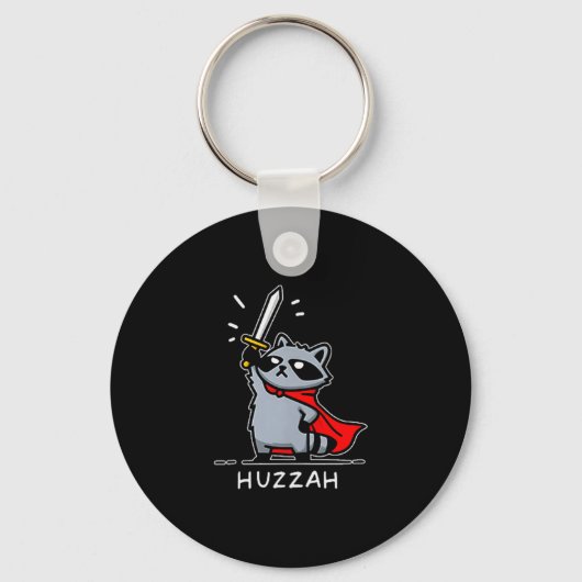 Huzzah Raccoon Knight Funny Sword Meme Quote  Schlüsselanhänger (Vorderseite)
