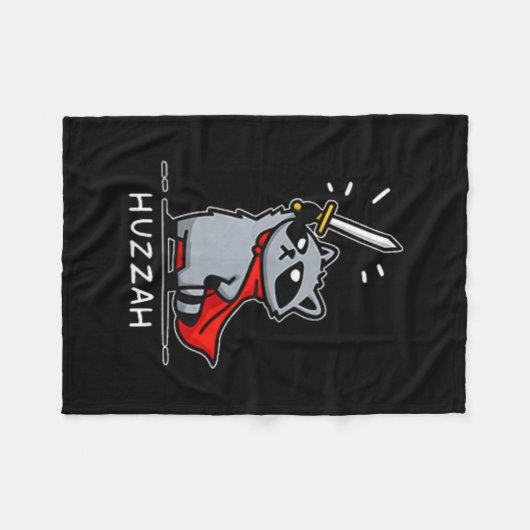 Huzzah Raccoon Knight Funny Sword Meme Zitat Fleecedecke (Vorderseite (Horizontal))