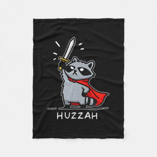 Huzzah Raccoon Knight Funny Sword Meme Zitat Fleecedecke (Vorderseite)