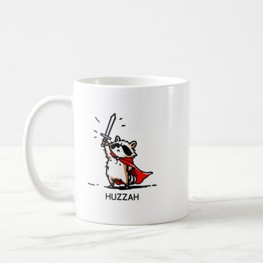 Huzzah Raccoon Knight Funny Sword Meme Zitat Kaffeetasse (Links)