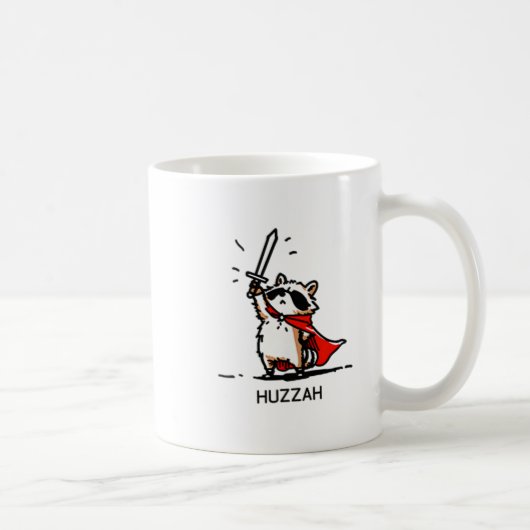 Huzzah Raccoon Knight Funny Sword Meme Zitat Kaffeetasse (Rechts)