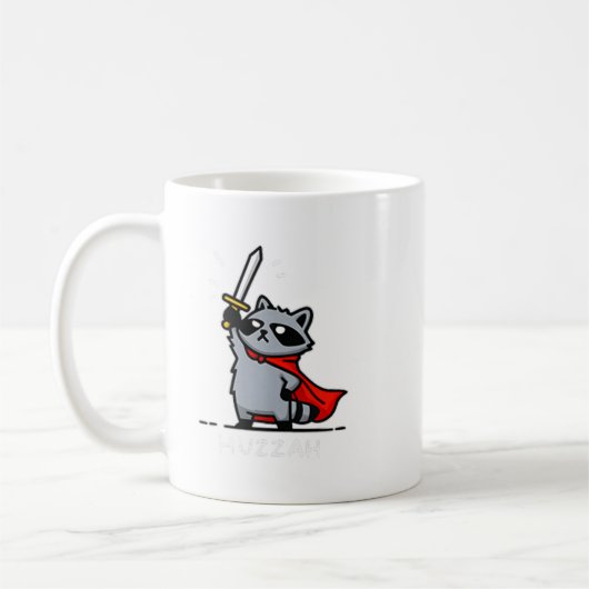Huzzah Raccoon Knight Funny Sword Meme Zitat Kaffeetasse (Links)