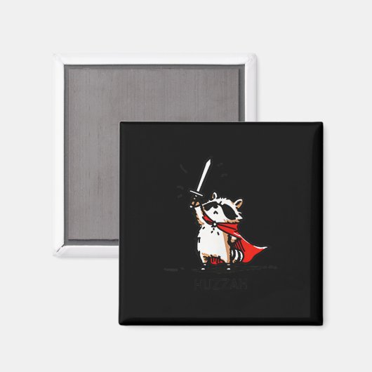 Huzzah Raccoon Knight Funny Sword Meme Zitat Magnet (Vorderseite/Rückseite)
