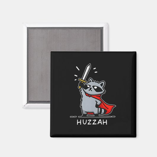 Huzzah Raccoon Knight Funny Sword Meme Zitat Magnet (Vorderseite/Rückseite)