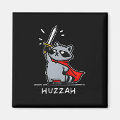 Huzzah Raccoon Knight Funny Sword Meme Zitat Magnet (Vorne)