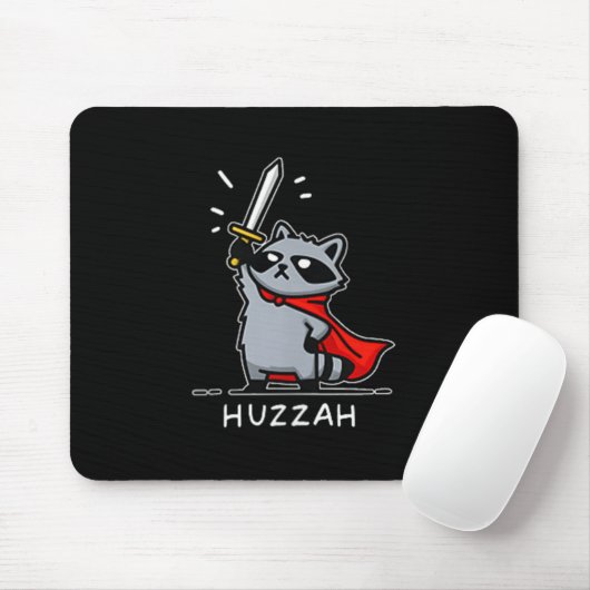 Huzzah Raccoon Knight Funny Sword Meme Zitat Mousepad (Mit Mouse)