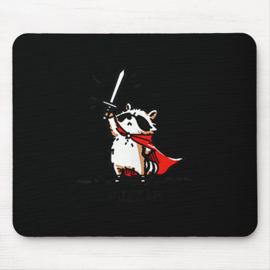Huzzah Raccoon Knight Funny Sword Meme Zitat Mousepad (Vorne)