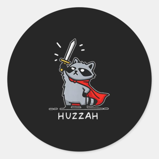 Huzzah Raccoon Knight Funny Sword Meme Zitat Runder Aufkleber (Vorderseite)