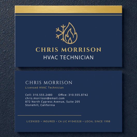 HVAC AC Heating Cooling Heat Service Tech Visitenkarte