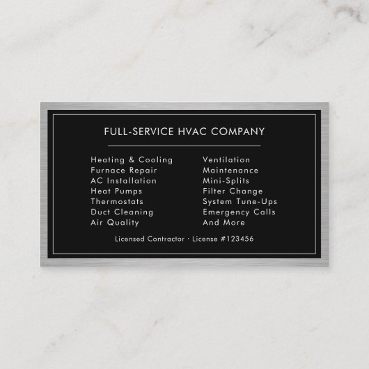 HVAC Contractor QR Code Visitenkarte (Rückseite)