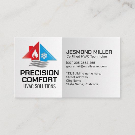 HVAC-Dienste - Heizung, Lüftung, AC Visitenkarte (Vorderseite)
