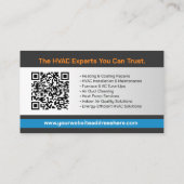 HVAC-Dienste - Heizung, Lüftung, AC Visitenkarte (Rückseite)