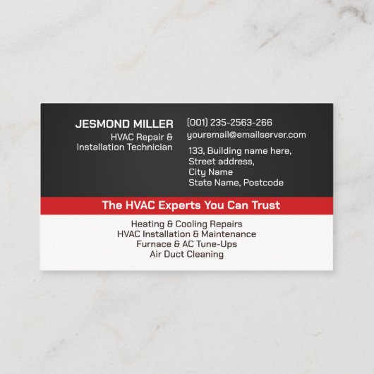 HVAC-Dienste Visitenkarte (Rückseite)